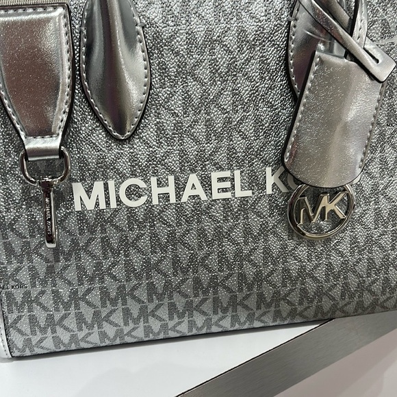 Michael Kors Mirella Small Metallic Signature Logo Crossbody Bag 
Silver 
NWT - Picture 15 of 16